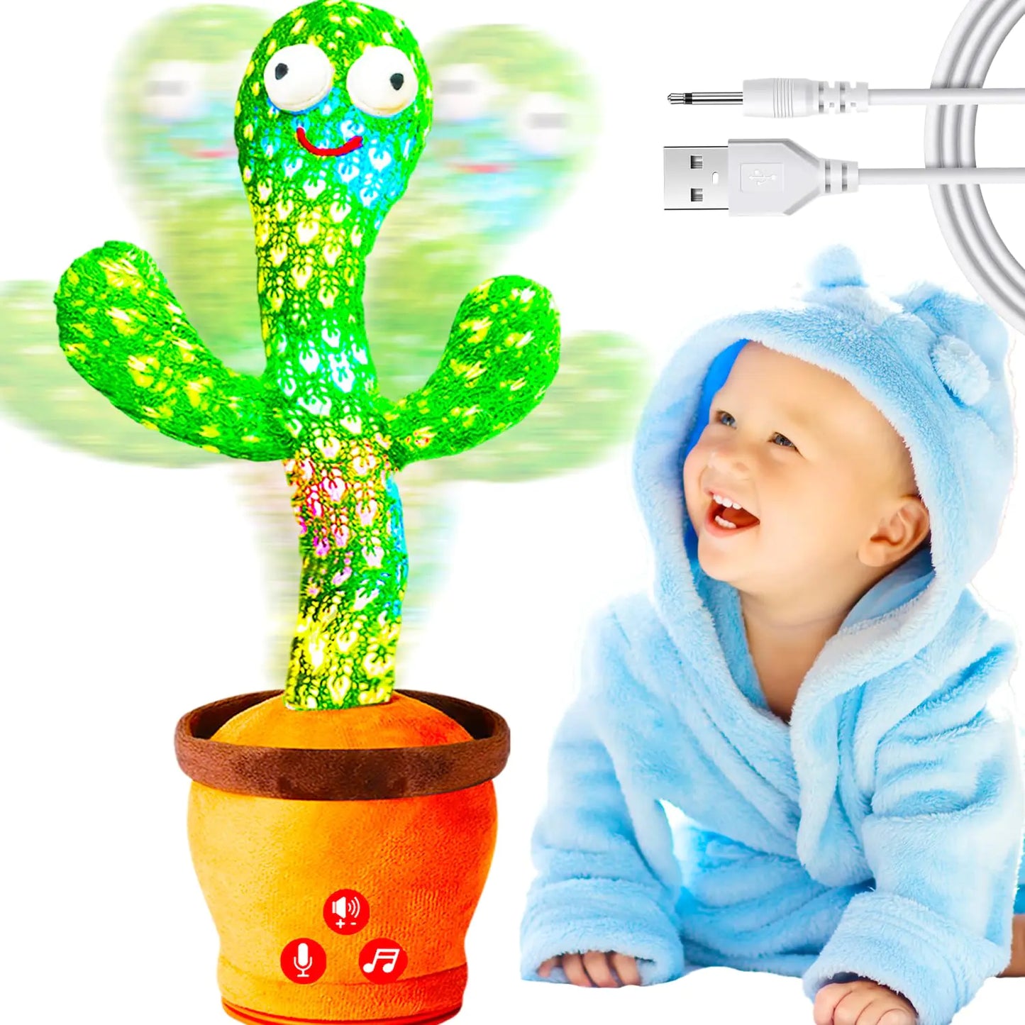 Rechargeable Dancing Talking Cactus Toy for Baby Toddler