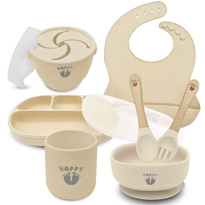 Happy Feet Feeding Set 9 Piece Silicone Baby Feeding Set
