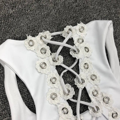 Chic Backless Floral Women's Swimsuit